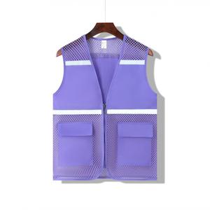 Gilet de sécurité réfléchissant en maille violette avec poches et fermeture éclair pour le travail ou les activités bénévoles, coupe ajustée Mlxlxxlxxxlxxxxl - Product Image 1