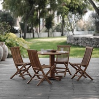 Ensemble de table et chaises de jardin en teck massif et métal, pliables et empilables, pour balcon, cour, plage, loisirs, style moderne