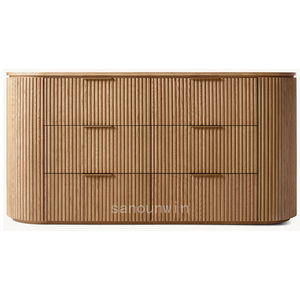 <span class=keywords><strong>Commode</strong></span> à 6 tiroirs en bois massif de style américain moderne, finition chêne naturel vieilli, ensemble de meubles de chambre à coucher, coiffeuses - Product Image 1