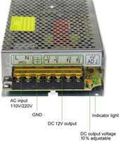Alimentation à découpage 12V 15A 180W (AC 110V/220V vers DC12V) pour bandes LED, caméras de surveillance CCTV et systèmes de sécurité