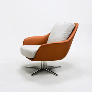 Fauteuil de bureau pivotant de style moderne, chaise de loisirs individuelle pour salon et balcon, fauteuil lounge individuel orange vif, prix d'usine - Product Image 3