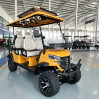 Voiturette de golf électrique tout-terrain 6 places 4+2, 72V Lithium, sièges de luxe à surpiqûres diamantées, pour hôtels, complexes hôteliers et excursions