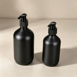 300ml 500ml Plastic Bottle Round Matte <b>Black</b> Lotion <b>Pump</b> Bottle Body <b>Pump</b> Body Oil Bottle Custom Logo - Product Image 1