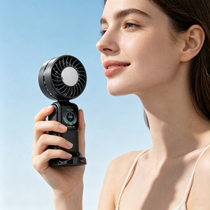 Ventilateur portable TEC Mini 3600 mAh, pliable pour le cou/le bureau/à la main, avec affichage numérique intelligent, ventilateur de refroidissement rechargeable par USB pour usage personnel - Product Image 1