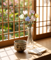 Vente en gros de tulipes en verre de Murano personnalisées, fleurs en cristal faites à la main en vrac pour la décoration de table, fournisseur pour les événements de mariage