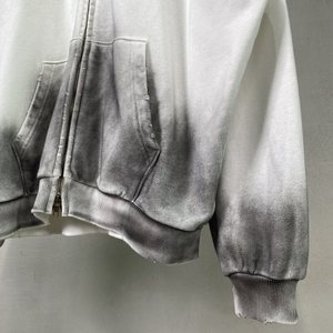 H5540 Street Wear Style Wholesale Custom 420 Gsm 100% Cotton Dirty Washed Hoodies Zip up Hoodies - Product Image 3