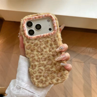 Étui de téléphone en peluche moelleuse et chaude à imprimé léopard de luxe pour iPhone 18 Pro Max 17 16 Plus 15 14 13, coque de protection antichoc