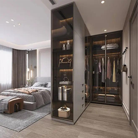 Femmes Beauté Style Élégant Porte en Verre Placard Personnalisé Maquillage Vêtements Cabinet Chambre Éclairage Walk In Placard