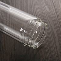 Bouteille d'eau en verre borosilicate à double paroi écologique avec infuseur à thé, gobelet droit, tasse à thé avec couvercles en bambou
