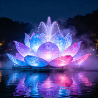 Lanterne flottante en forme de lotus pour bassin, décoration LED extérieure pour spectacle aquatique, vente en gros