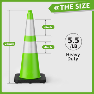 กรวยจราจร CITICITY ขนาด 28 นิ้ว พร้อมฐานถ่วงน้ำหนักสีดำ กรวยพีวีซีสีเขียวมะนาวพร้อมแถบสะท้อนแสงมองเห็นได้ชัดเจน - Product Image 2