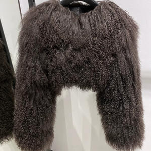 Cappotto Corto Invernale da Donna in <span class=keywords><strong>Pelliccia</strong></span>, Cappotto Nero in <span class=keywords><strong>Pelliccia</strong></span> di Pecora Naturale Mongola - Product Image 6