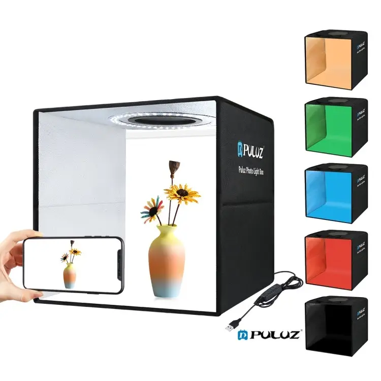 Портативный световой короб для фотостудии PULUZ размером 30 см с напечатанным логотипом складной светодиодный световой короб для студии с фоном