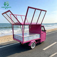 Chariot alimentaire Tuktuk rose en acier inoxydable de haute qualité, personnalisé pour les hot-dogs, les glaces, la restauration rapide, les aliments de rue