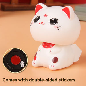 Nouveau 2 pouces grosse tête chat chanceux automatique hochant la tête Maneki Neko plastique artisanat Figure ornements solaire chat chanceux - Product Image 4