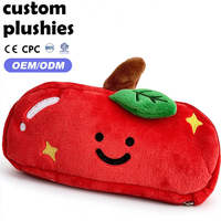Trousse à crayons en peluche pomme rouge Kawaii en promotion, motif fruit mignon avec broderie 3D feuille et étoile, cadeau pour filles