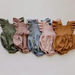 Großhandel Baby Girl Sommer Stram pler Baby kleidung Baumwolle Leinen Säuglings bekleidung