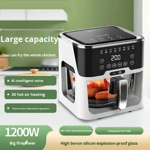 <span class=keywords><strong>Friteuse</strong></span> à air carrée en verre, visibilité panoramique à 360°, capacité de 5L-6L, écran tactile vocal, multifonctionnelle, moderne, électrique pour la maison - Product Image 4