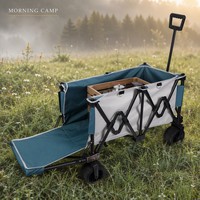 Chariot de camping pliable robuste 200 kg, chariot de camping pliable avec roues tout-terrain, chariot utilitaire pour extérieur, plage, jardin