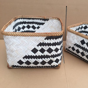 Eco Friendly Bamboo Weaving <b>Basket</b> Set Portable Household <b>Storage</b> Bin for Fruit <b>Vegetables</b> and Bathroom Items Wholesale Price - Product Image 3