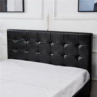 Cadre de lit double/queen size moderne en bois massif, capitonné, avec revêtement en cuir souple