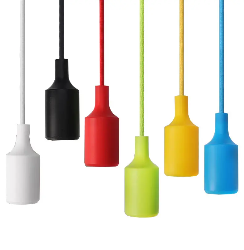E27 Multicolour Lamp Base Silica Gel PVC Holder 100cm Cable Silicone Screw Socket for Pendant Edison Bulb