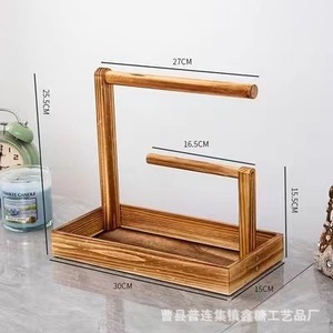 Expositor de Joyería de Madera de Doble Fila, Organizador de Escritorio de Madera Maciza para Pulseras, Collares y Colgantes, Color Madera Natural - Product Image 2