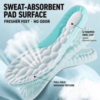 Semelles intérieures amortissantes SPORT Mint Guard ultra-douces effet nuage en PU respirant et désodorisant, massage pleine semelle, tailles 37-38, OEM