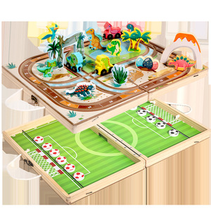 Jouet Éducatif 2-en-1 Double Battle Traffic Dinosaur & <span class=keywords><strong>Train</strong></span> Track Fun Bouncing Chess Board Game for Children's Early Education - Product Image 5