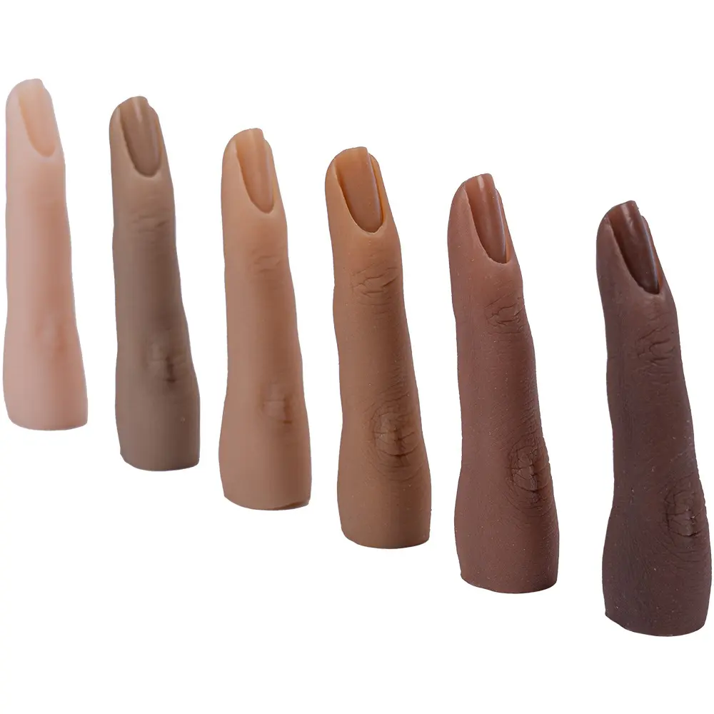 Lot de faux doigts professionnels en silicone souple, économique, naturel, amovible, pour entraînement, design nail art, 5 pièces