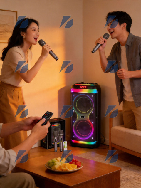 Dual 8-Inch Portable Wireless Speaker 3-in-1 Wireless Audio System for Outdoor Camping and Portable Karaoke