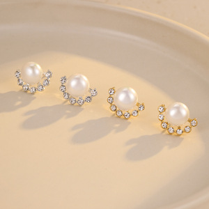 Perla artificiale <span class=keywords><strong>di</strong></span> zircone unica francese alla rinfusa ipoallergenica piccola perla carina inossidabile <span class=keywords><strong>orecchini</strong></span> <span class=keywords><strong>di</strong></span> gioielli <span class=keywords><strong>di</strong></span> moda <span class=keywords><strong>per</strong></span> ragazze - Product Image 1