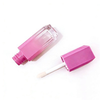 Contenants de gloss à lèvres en plastique rose dégradé avec impression de logo personnalisée, faible MOQ, en stock, tubes cosmétiques carrés vides de 5 ml