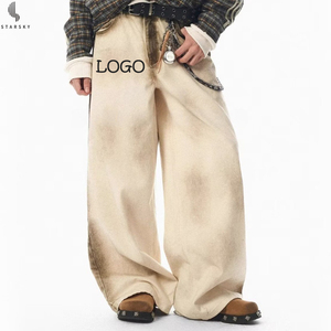 Pantalones vaqueros informales de estilo americano para hombre, pantalones Retro rectos holgados, tinte sucio lavado de mezclilla para hombre, pantalones vaqueros - Product Image 1