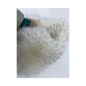 White fur with black Tip dyed color High quality faux fur fabric for hat pom pom ,pom fur fabrics