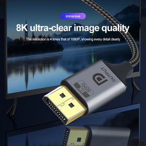 Câble adaptateur DP vers HDMI <span class=keywords><strong>de</strong></span> haute qualité OEM/ODM UHD 0,2 m 8K60Hz 4K144Hz DP1.4 vers HDMI2.1 pour ordinateur portable, projecteur, PC - Product Image 2