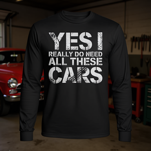 Oui, j'ai vraiment besoin de toutes ces voitures, t-shirt à manches longues pour mécanicien de garage - Product Image 3