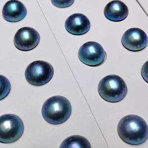 פניני מאבה טבעיות כחולות דרגה AAAAA, צורת עגולה, 10-16 מ\"מ, CN ג'ג'יאנג, בשקית OPP, להכנת תכשיטים - Product Image 1