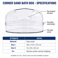 Boîte de bain de sable pour hamster, transparente, d'angle, avec couvercle en dôme, fournitures de nettoyage S M L