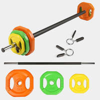 SMARTFIT Set Barbel Karet 20KG yang Dapat Disesuaikan, Peralatan Gym Beban Bebas untuk Latihan Angkat Berat