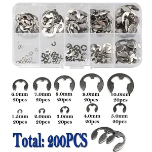 Juego de anillos de retención de acero inoxidable de 200 Uds. Surtido de arandelas <span class=keywords><strong>E</strong></span>-<span class=keywords><strong>Clip</strong></span> para sujetador de eje - Product Image 2