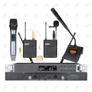 ไมโครโฟนไร้สาย 2 ช่อง HD-2000 ใช้แบตเตอรี่ AA พร้อมหัวต่อ XLR สำหรับดิสโก้/บาร์/คลับ/บ้าน ไมโครโฟนไดนามิกแบบพกพาสำหรับคาราโอเกะ KTV สด - Product Image 1