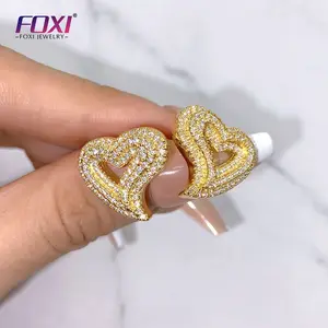 FOXI珠宝耳钉心形锆石耳环批发准备发货心形耳环珠宝女性饰品