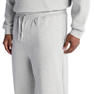 Pantalon de survêtement gris en molleton pour homme, taille élastique, décontracté, avec poches latérales, respirant, tricoté, pour l'automne - Product Image 3