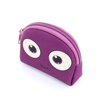 Trousse de Maquillage Mini en Néoprène à Grands Yeux de Dessin Animé, Pochette Cosmétique Semi-circulaire à Fermeture Éclair pour Filles, Idéale pour le Voyage et le Rangement