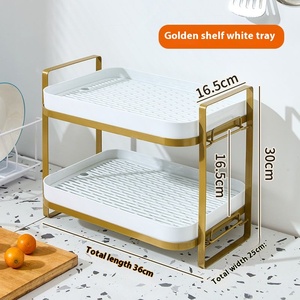 2/3 niveaux acier inoxydable <span class=keywords><strong>plastique</strong></span> fer cuisine organisateur plaque tasse <span class=keywords><strong>support</strong></span> de rangement <span class=keywords><strong>gouttière</strong></span> armoire étagère porte-vin stockage pour Pots - Product Image 4