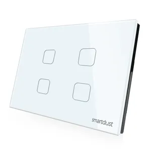 Smartdust Switch Panel Touch Screen Single Live Line 4 Gang 1 Way Wall Electric Switch Italian Normal Touch Light Switches