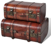 Coffret de rangement mini écologique poli, valise cadeau, coffre de voyage classique en contreplaqué marron antique, recyclable
