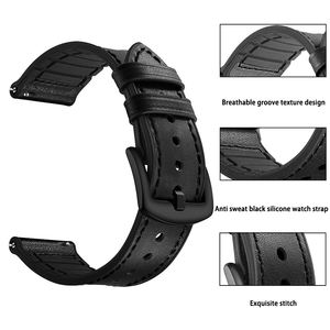 Bracelet de montre hybride en cuir de silicone 20mm 22mm Bracelet de montre intelligent pour Samsung Galaxy Watch 42mm 46mm - Product Image 3