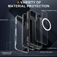 9H Verre 360 Couverture Complète Magnétique Téléphone étui pour iphone 16 Pro Max Double Face Antichoc Écran Protecteur Sports 360 Couverture Complète